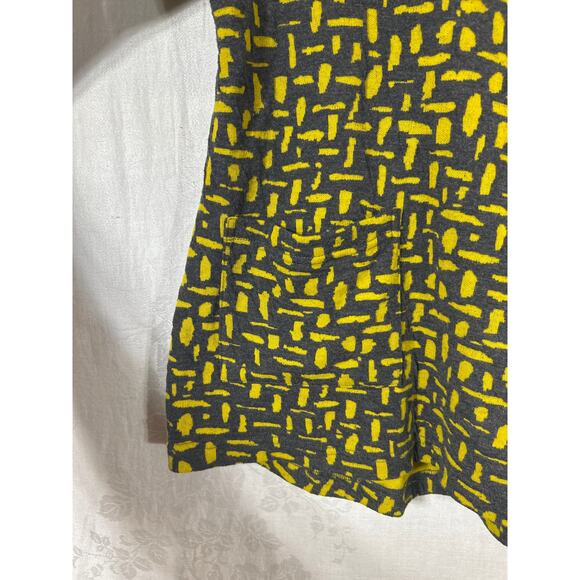 Ali Miles Top Small PETITE Gray Chartreuse Abstract Cowl Turtleneck Patch Pocket - Picture 3 of 10